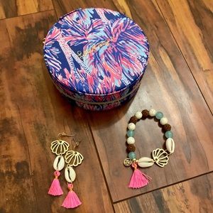 Lilly Pulitzer Jewelry Case, Earrings and Bracelet